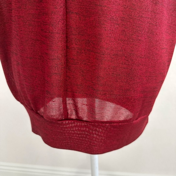 Buff Red Knit Fabric Cold Shoulder Blouse - Picture 7 of 8